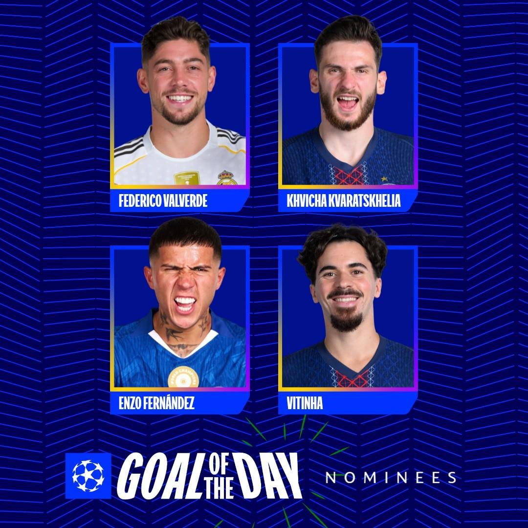 九游中国-欧冠今日最佳进球候选:巴尔韦德、恩佐、维蒂尼亚、KK入围